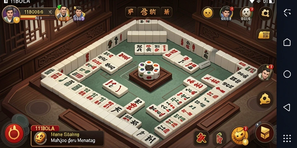 Screenshot gameplay 11BOLA menunjukkan ubin Mahjong yang berwarna-warni dan menantang.