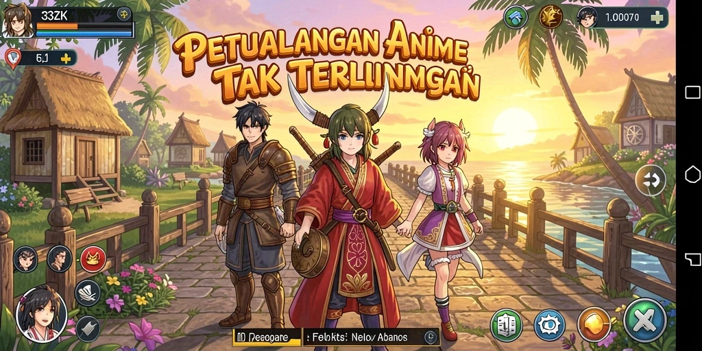 Screenshot gameplay 33ZK menunjukkan karakter anime yang beraksi.