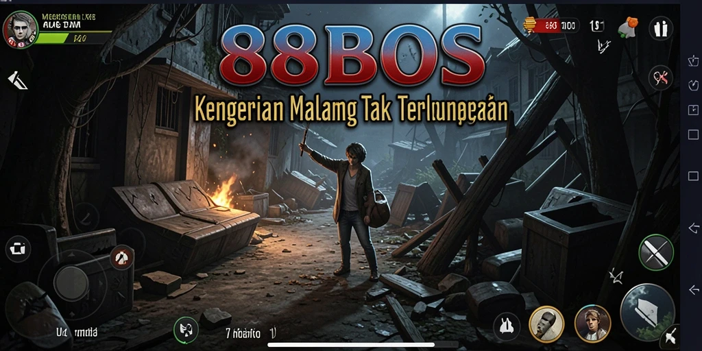 Screenshot gameplay 88BOS menampilkan momen menakutkan penuh ketegangan.