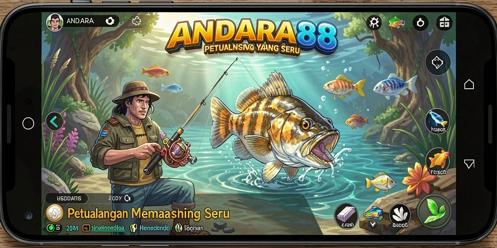 Tampilan gameplay ANDARA88 yang menonjolkan keseruan memancing.