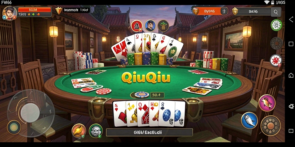 Tampilan gameplay QiuQiu yang seru dan interaktif.