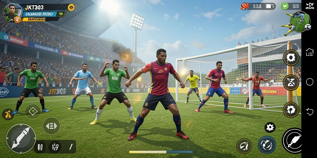 Tangkapan layar gameplay menunjukkan aksi seru dalam olahraga.