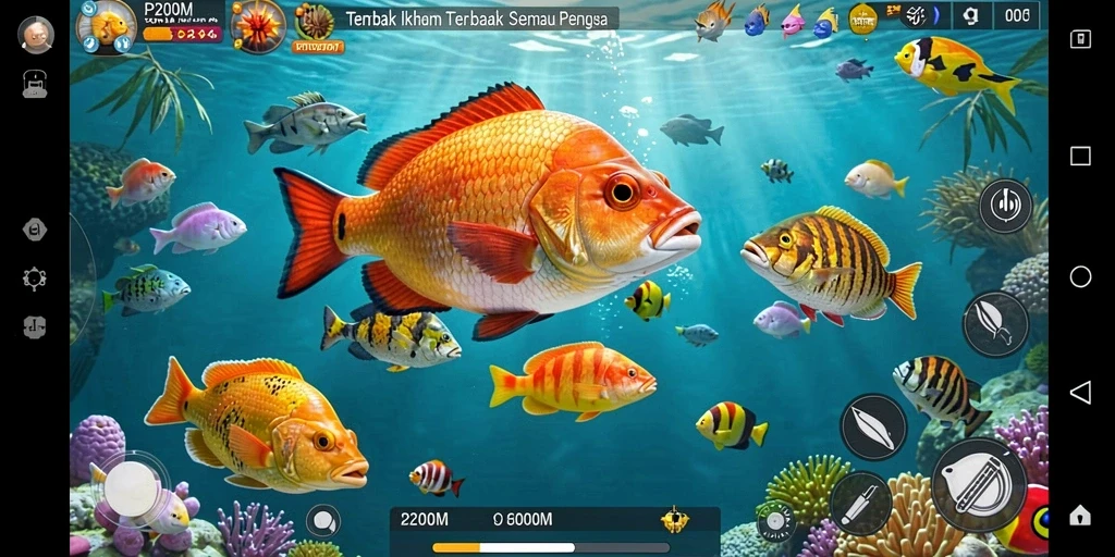 Tampilan gameplay P200M yang menampilkan aksi tembak ikan yang seru.