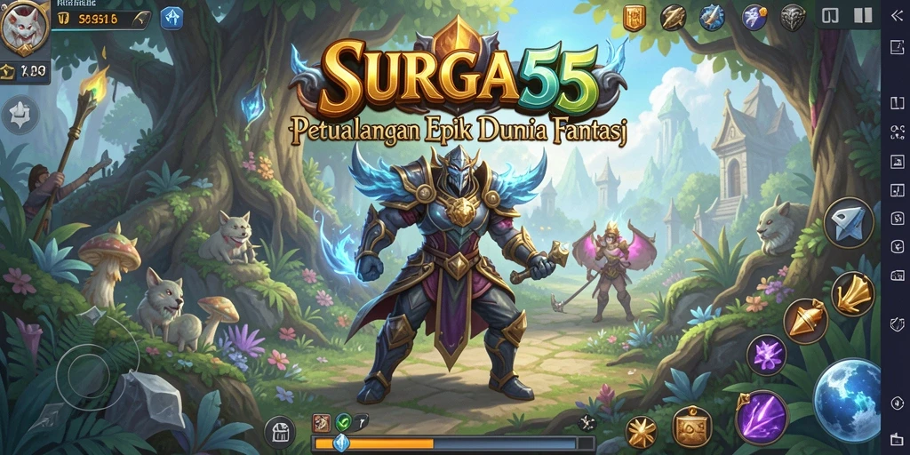 Tampilan gameplay <strong>SURGA55</strong> yang menarik di dunia fantasi.